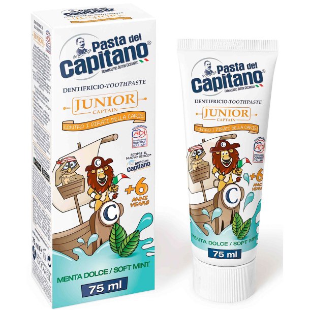 Italiensk barnetannkrem PASTA del Capitano Junior Soft Mint 75 ml