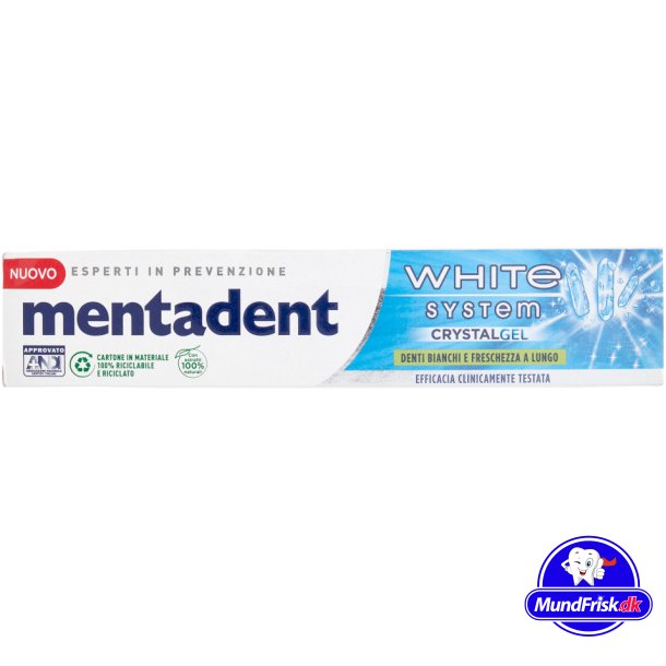 Whitening Tannkrem MENTADENT Crystal Gel White System 75 ml.