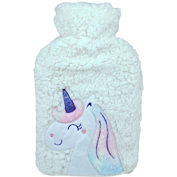 Varmtvannsflaske Pels med Unicorn Motiv 2 ltr.