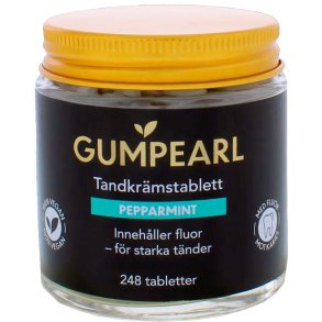 Tandkrm Tabletter GUMPEARL Peppermint Fluor Glas 248 st.
