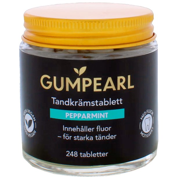 Tandkrm Tabletter GUMPEARL Peppermint Fluor Glas 248 st.