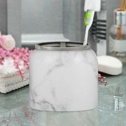 Nu Steel Tandbrsteholder Slv Marmor Finish