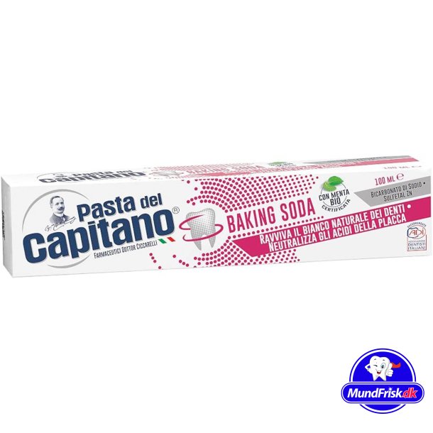 Italiensk Whitening Tandpasta PASTA del Capitano Baking Soda 100 ml.