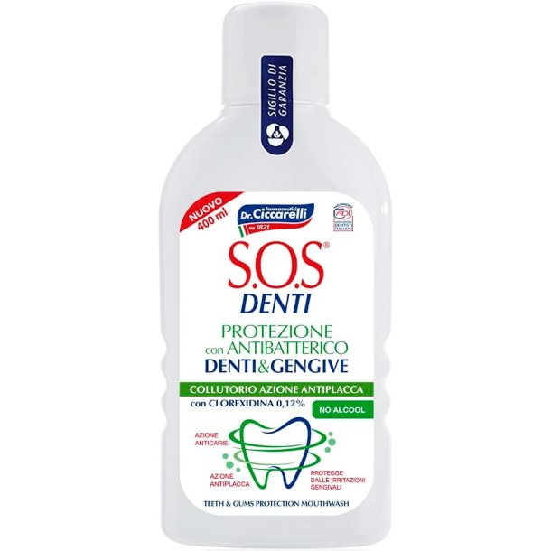 DR. CICCARELLI Klorhexedin Mundskyl S.O.S. Anti-Plaque 400 ml
