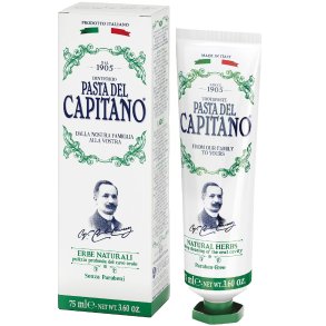 Italiensk rttandkrm PASTA DEL CAPITANO Natural Herbs & Xylitol 75 ml.