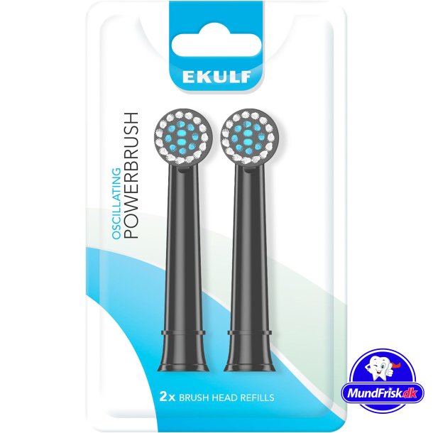 Svarte brstehoder for Ekulf PowerBrush Oscillating elektrisk tannbrste