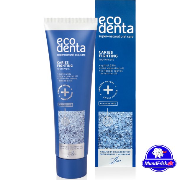 Naturlig Xylitol Tandkrm ECODENTA Caries Fighting Koriander &amp; Lime 100 ml
