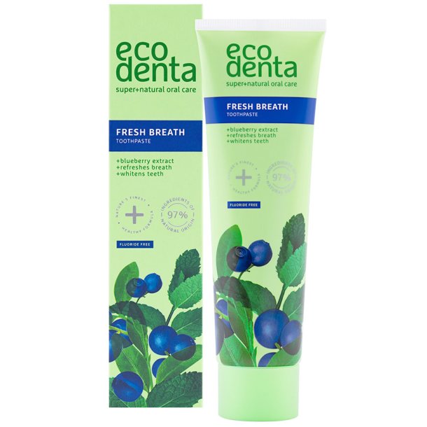 Naturlig Hydroxyapatite tandkrm ECODENTA Blueberry Fresh Breath 100 ml