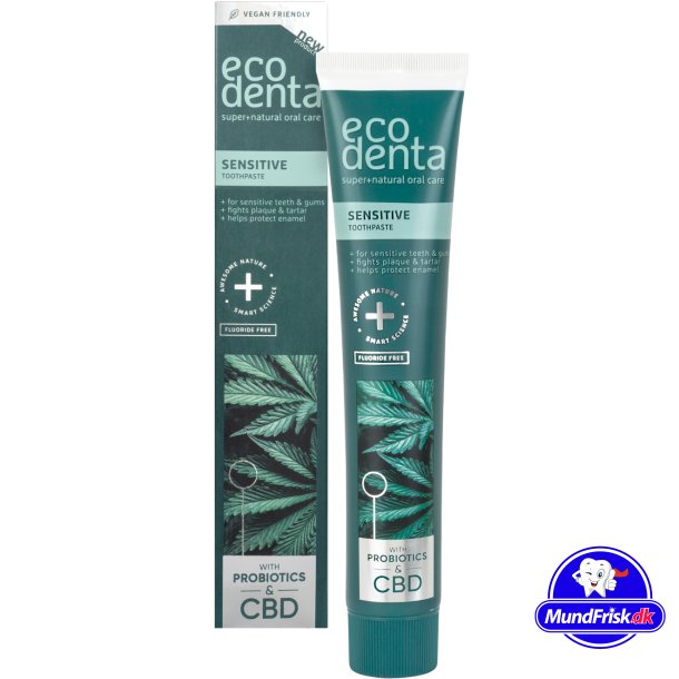 Naturlig Hydroxyapatite tandkrm ECODENTA Sensitive CBD &amp; Probiotika 100 ml