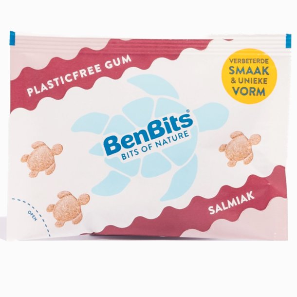 Naturligt plastfritt tuggummi BENBITS Xylitol Salmiak 16g