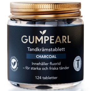 Tandkrm Tabletter GUMPEARL Charcoal Fluor Glas 248 st.