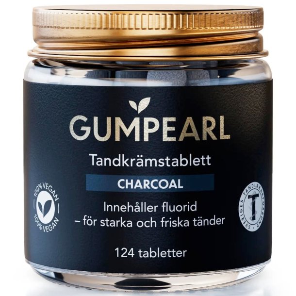 Tandkrm Tabletter GUMPEARL Charcoal Fluor Glas 248 st.