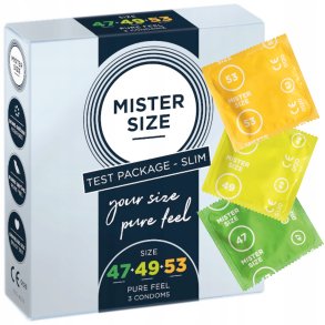 Mister Size Kondomer Pure Feel Testpakke Slim 3 stk. Str 47-49-53