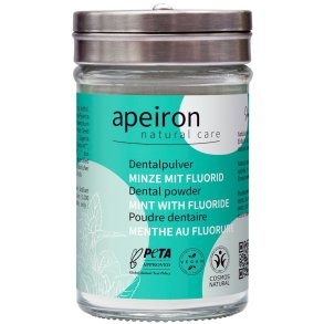 Naturlig tandkrm Pulver APEIRON Mint + Fluor 40g