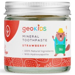 Naturlig Hydroxyapatite barntandkrm GEORGANICS Mineral Strawberry Fluorfri 60 ml