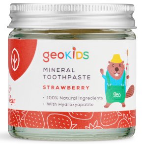 Naturlig Hydroxyapatite barntandkrm GEORGANICS Mineral Strawberry Fluorfri 60 ml