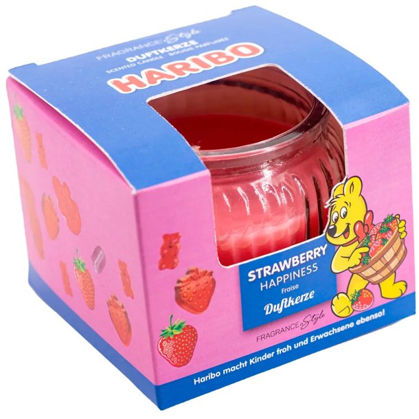 HARIBO Doftljus Strawberry Happiness Glas 85 gr.