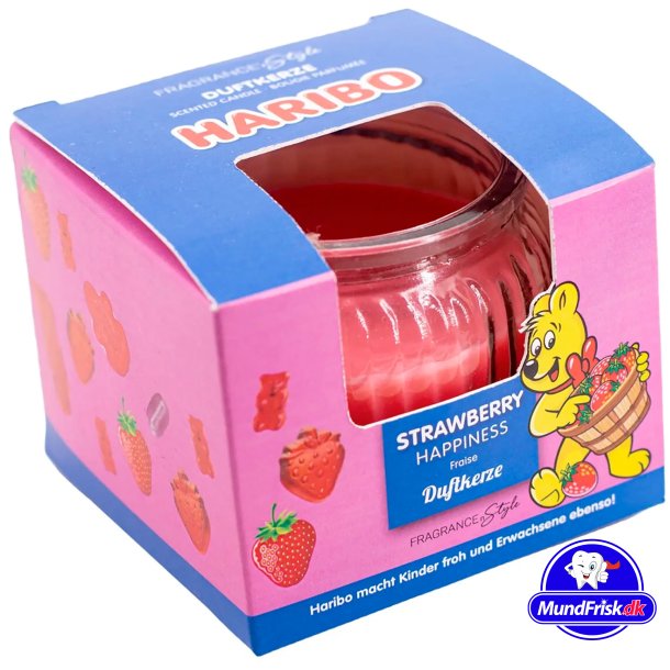 HARIBO Duftlys Strawberry Happiness Glas 85 gr.