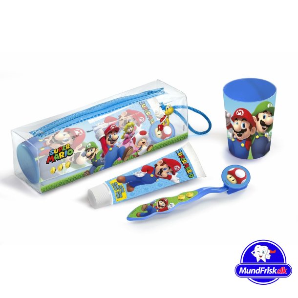 SUPER MARIO Tandbrste + Tandpasta + Tandkrus + Etui LORENAY