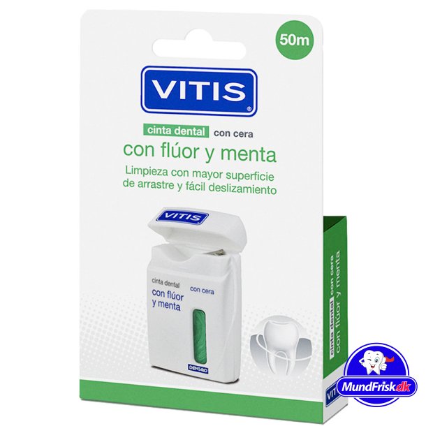 Tandtrd utan PFAS 2 x 50 mtr. VITIS Dental Tape Waxed Fluor + Mint