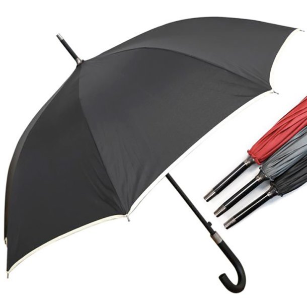 Paraply lyxigt gummihandtag med kromls vindttt