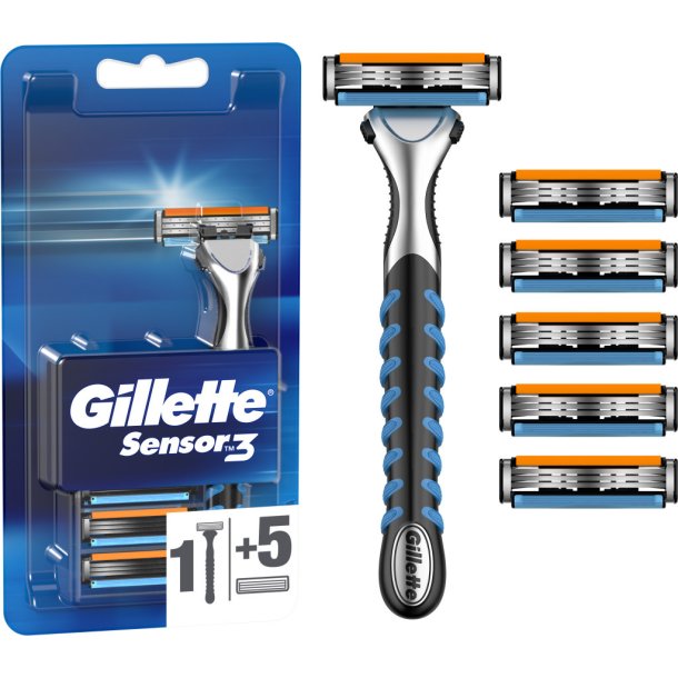 Gillette Sensor 3 Barberskraber Inkl. 6 Barberblade