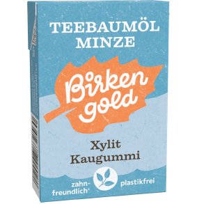 Naturligt Xylitol Tuggummi Birkengold TEA TREE Mint Plastfritt 28g