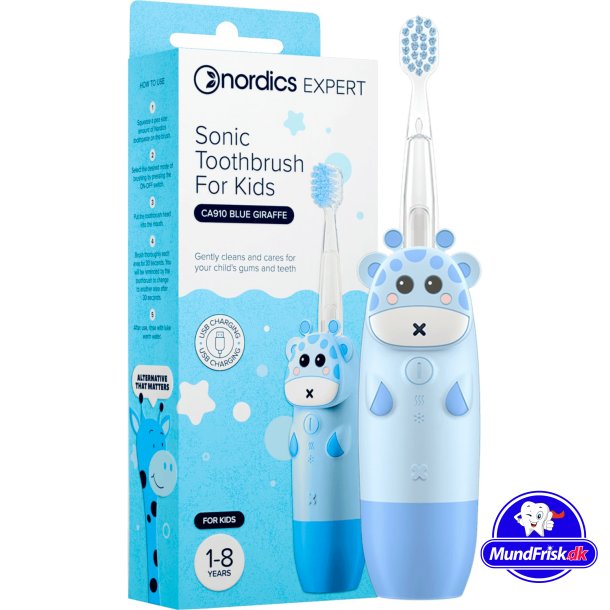 Elektrische Zahnbrste fr Kinder NORDICS Sonic wiederaufladbar Blue Giraffe