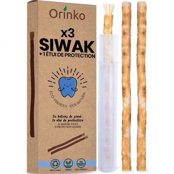 Miswak Sticks 3 Stk. + Schutzhülle ORINKO Siwak Sticks 100% Natürliche Zahnbürste