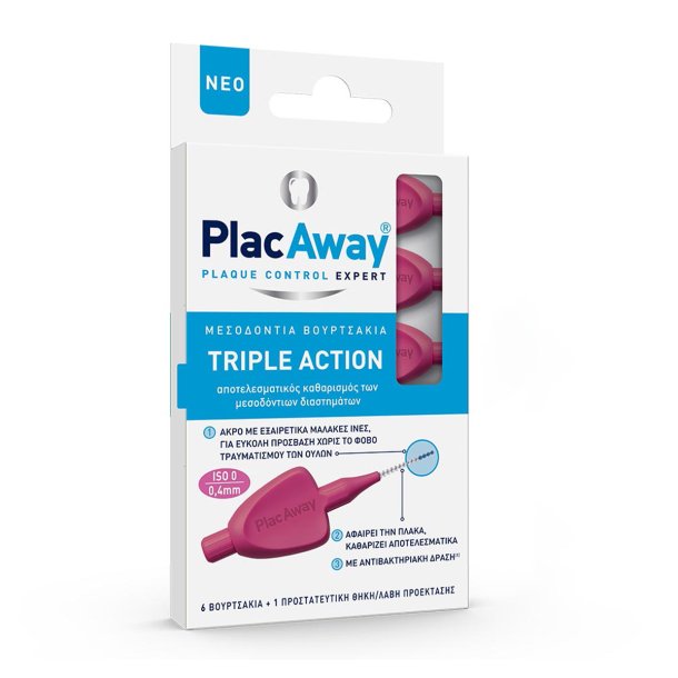 Mellemrumsbrster 6 stk. PLAC AWAY Triple Action 0,40 mm ISO 0