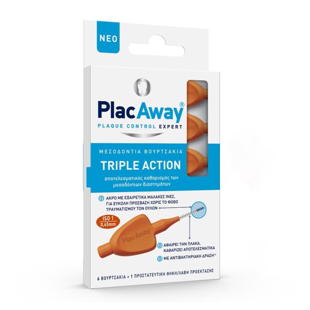 Mellemrumsbrster 6 stk. PLAC AWAY Triple Action 0,45 mm ISO 1