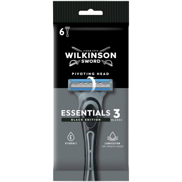 Wilkinson Sword Essentials 3 Black Edition Engangsskrabere 6 stk.