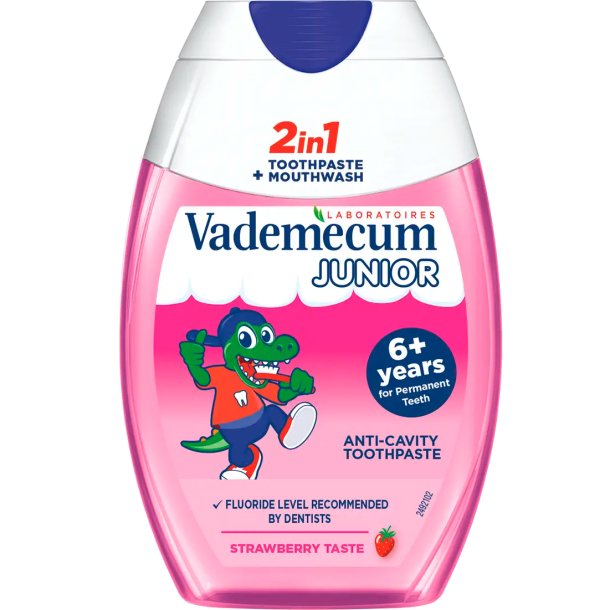 Barnetannkrem VADEMECUM Junior Strawberry 2- in -1 75 ml.