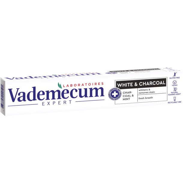 Whitening Tannkrem VADEMECUM Expert White &amp; Charcoal 75 ml