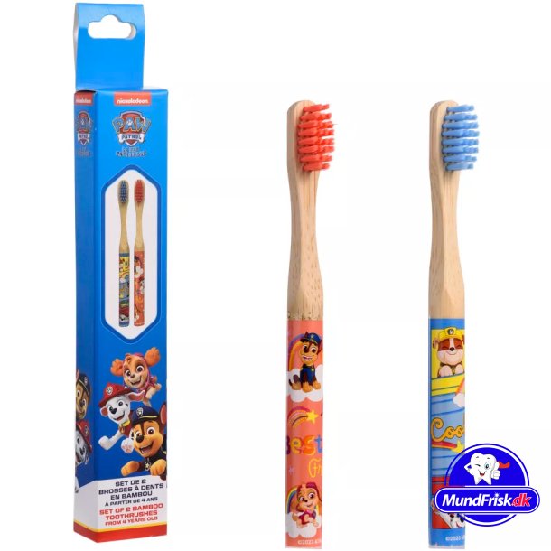 Paw Patrol Chase + Stella Bambus Tandbrster Til Brn 2 stk. TAKE CARE