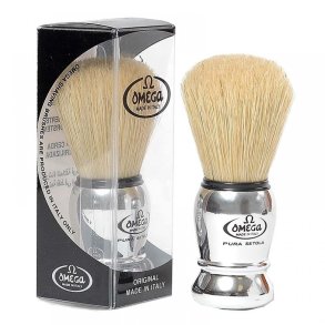 Omega Barberbrste Boar Bristle Chrome Hndtak #10029