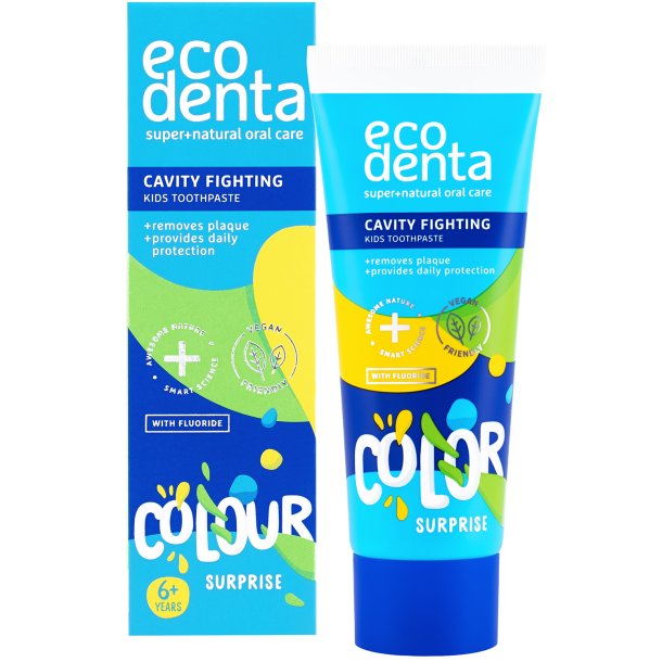 Naturlig Xylitol tandkrm fr barn EcoDenta Kids Color Surprise 75 ml