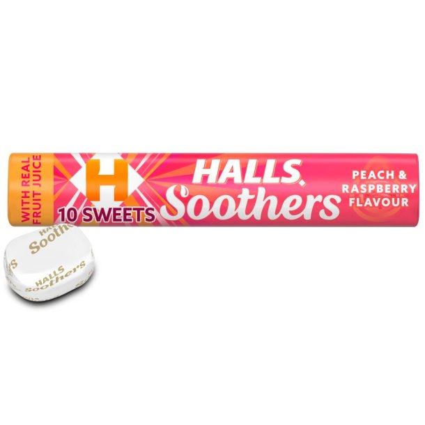 HALLS Soothers Halstabletter Persika &amp; Raspberry 45g