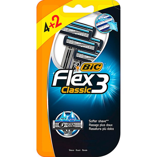BIC Flex 3 Classic Engangsskrabere 6 stk.