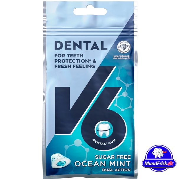 V6 Tyggegummi Dual Action Ocean Mint 30g