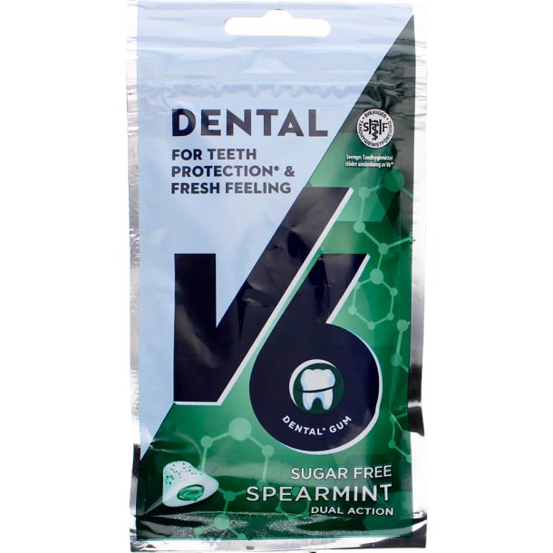 V6 Tyggegummi Dual Action Spearmint 30g