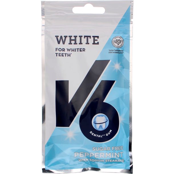 V6 Tyggegummi White Peppermint 30g