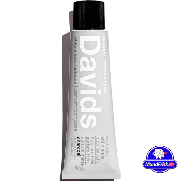 Natural Whitening Hammastahna DAVIDS Charcoal+Peppermint  50g