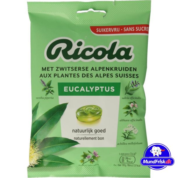 Ricola Eucalyptus Sukkerfri Urtebolsjer pose 75g