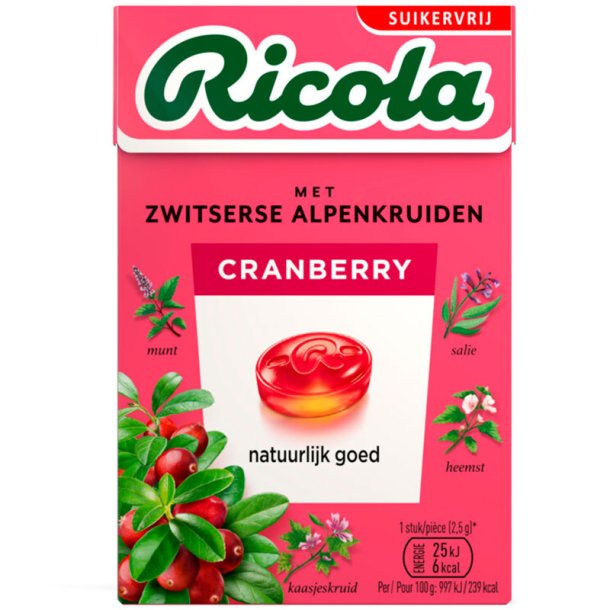Ricola tranebrsukkerfrie urtegodteri 50g