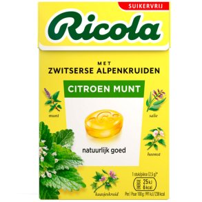 Ricola Lemon Mint Sukkerfri Urtebolsjer 50g