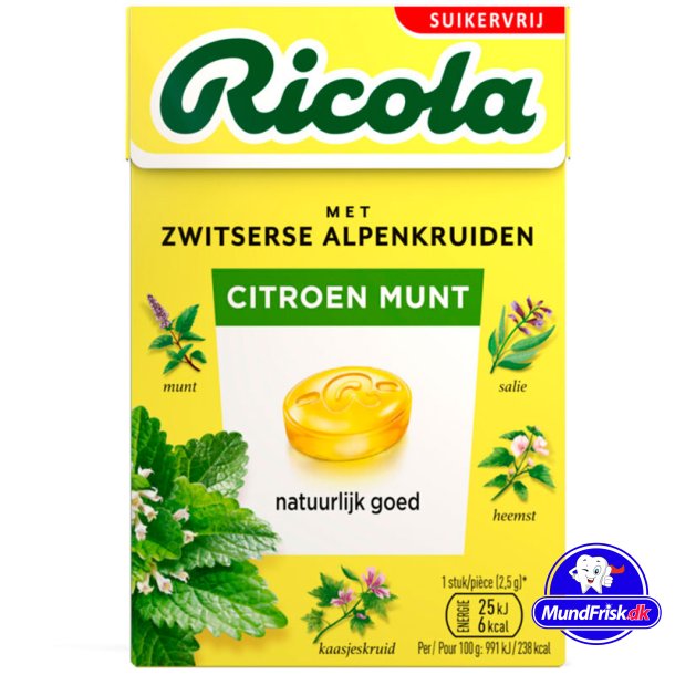 Ricola Lemon Mint Sukkerfri Urtebolsjer 50g