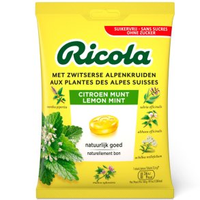 Ricola Lemon Mint Sukkerfri Urtebolsjer Pose 75g