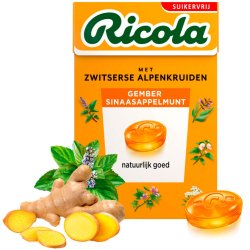 Ricola Ginger Orange Mint Sukkerfri Urtebolsjer 50g