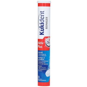 Kukident Aktiv Plus Rense-tabletter til protese 33 stk.